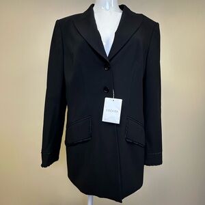 Escada New Black Dressy Wool Blend Blazer Womens 42 Large